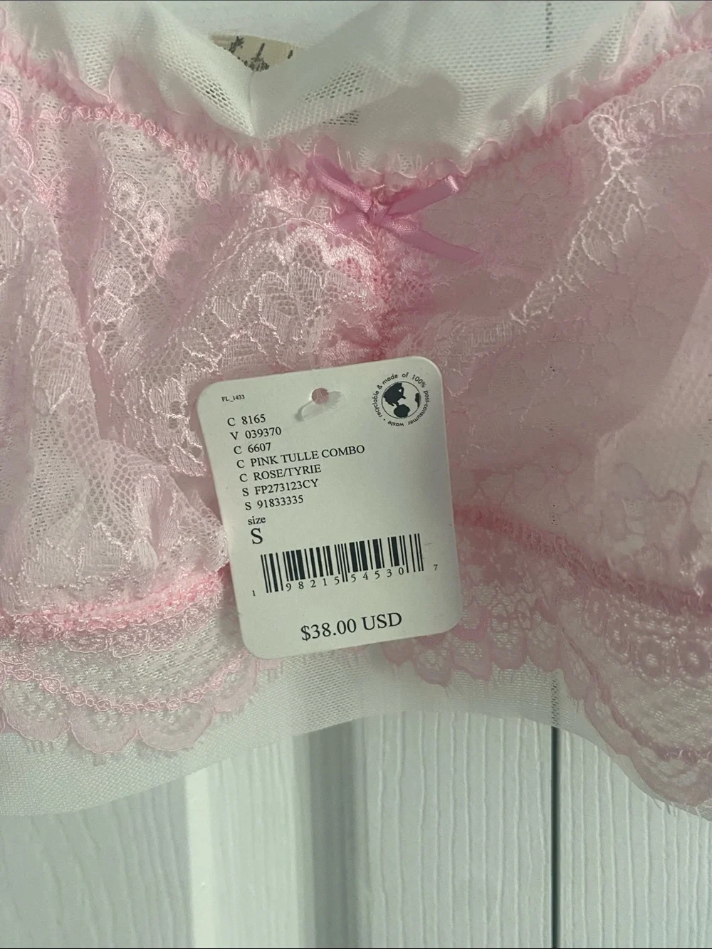 Free People Pale Pink Lace Bralette with Double Straps